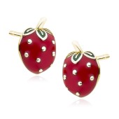 Cercei argint placati cu aur galben model capsuni DiAmanti Z1747EG-DIA